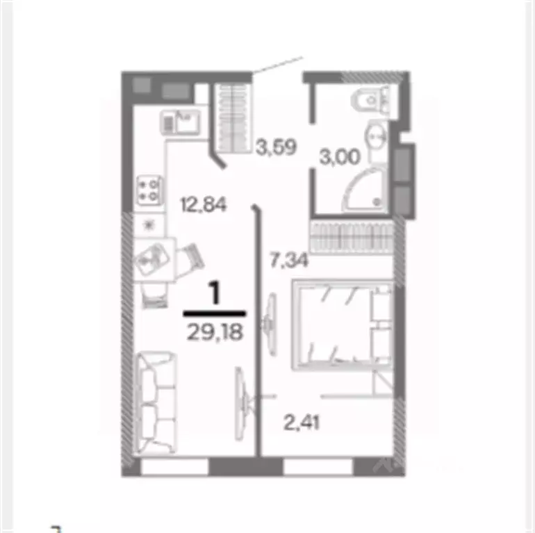 1-к кв. Рязанская область, Рязань ул. Александра Полина, 3 (29.2 м) - Фото 1