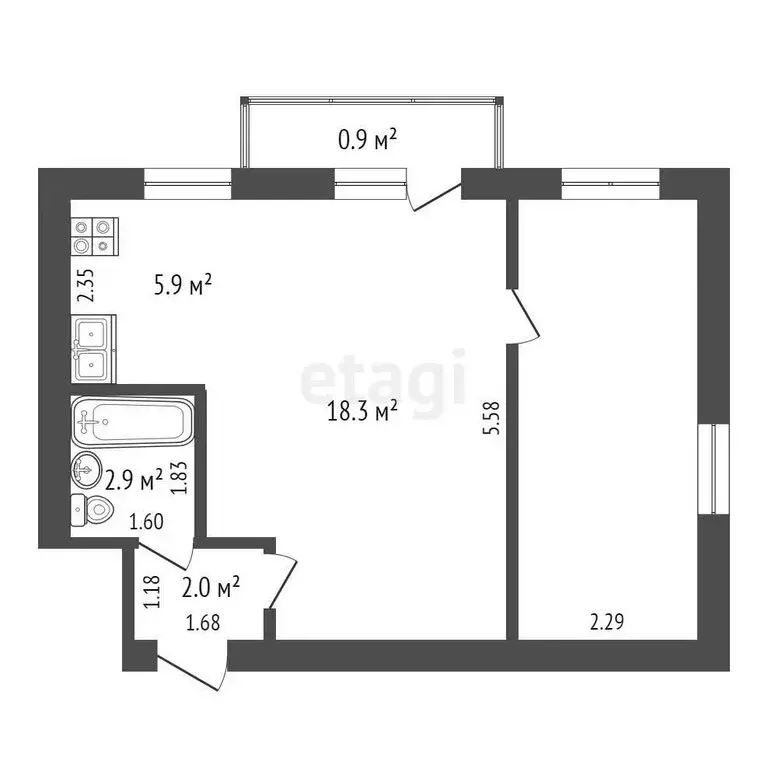 2-комнатная квартира: Чита, Новобульварная улица, 127 (41.5 м) - Фото 0