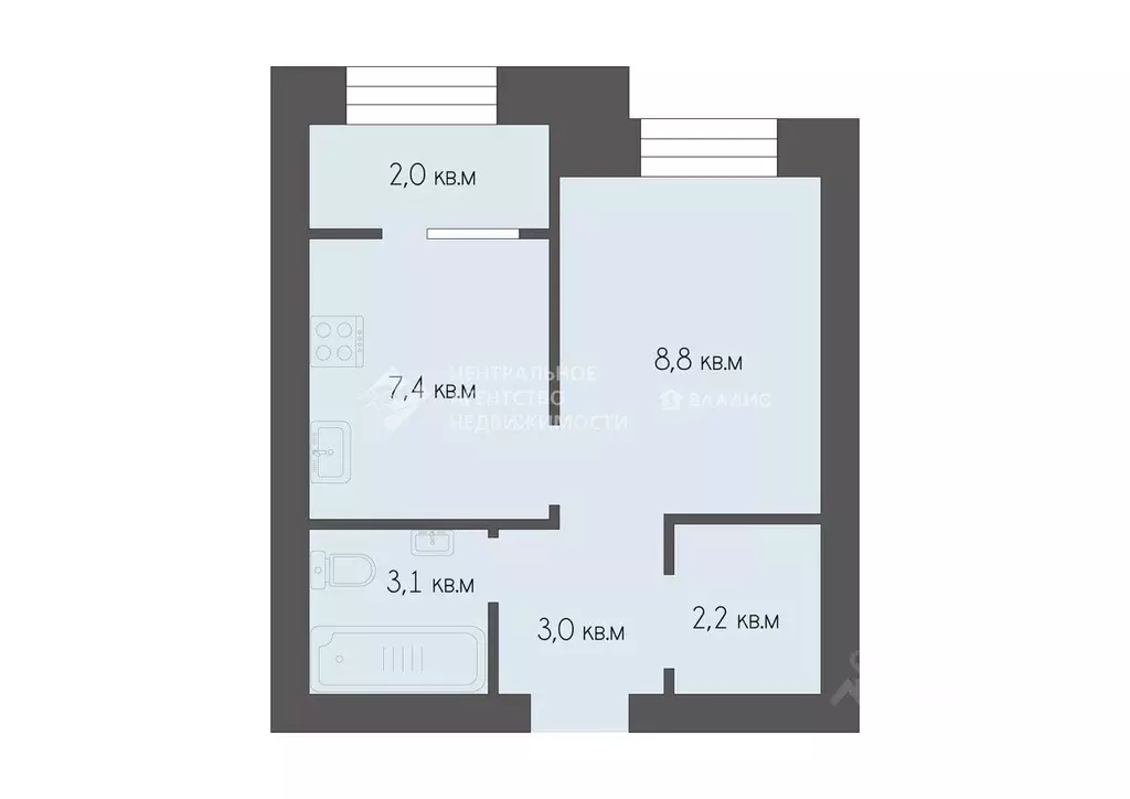 1-к кв. Рязанская область, Рязань ул. Космонавтов, 16 (26.5 м) - Фото 2