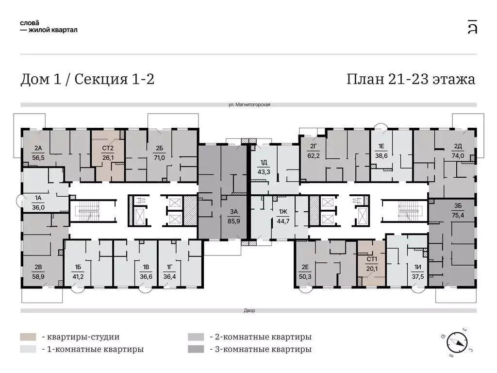 1-комнатная квартира: Астрахань, Магнитогорская улица, 75/1 (37.54 м) - Фото 1