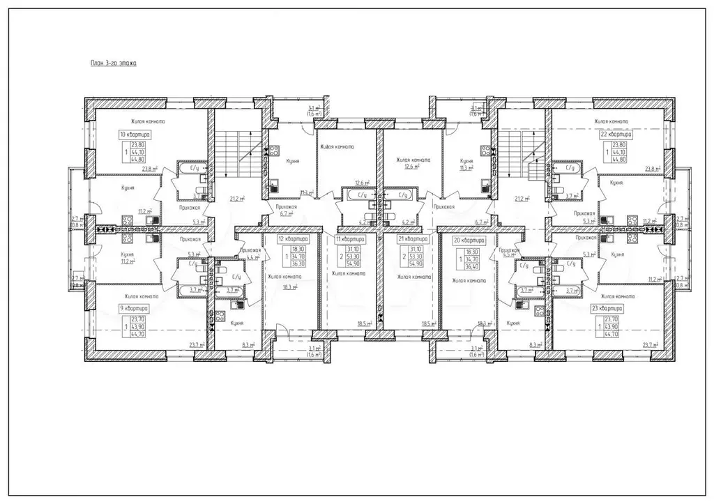 1-к. квартира, 44,7 м, 3/3 эт. - Фото 1