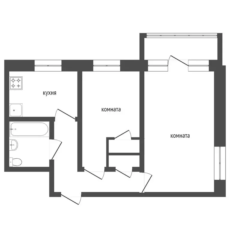 2-комнатная квартира: Курган, Солнечный бульвар, 5 (46 м) - Фото 1