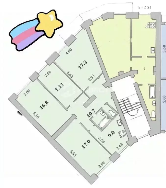 4-к кв. Мурманская область, Мурманск ул. Ломоносова, 19 (90.0 м) - Фото 2