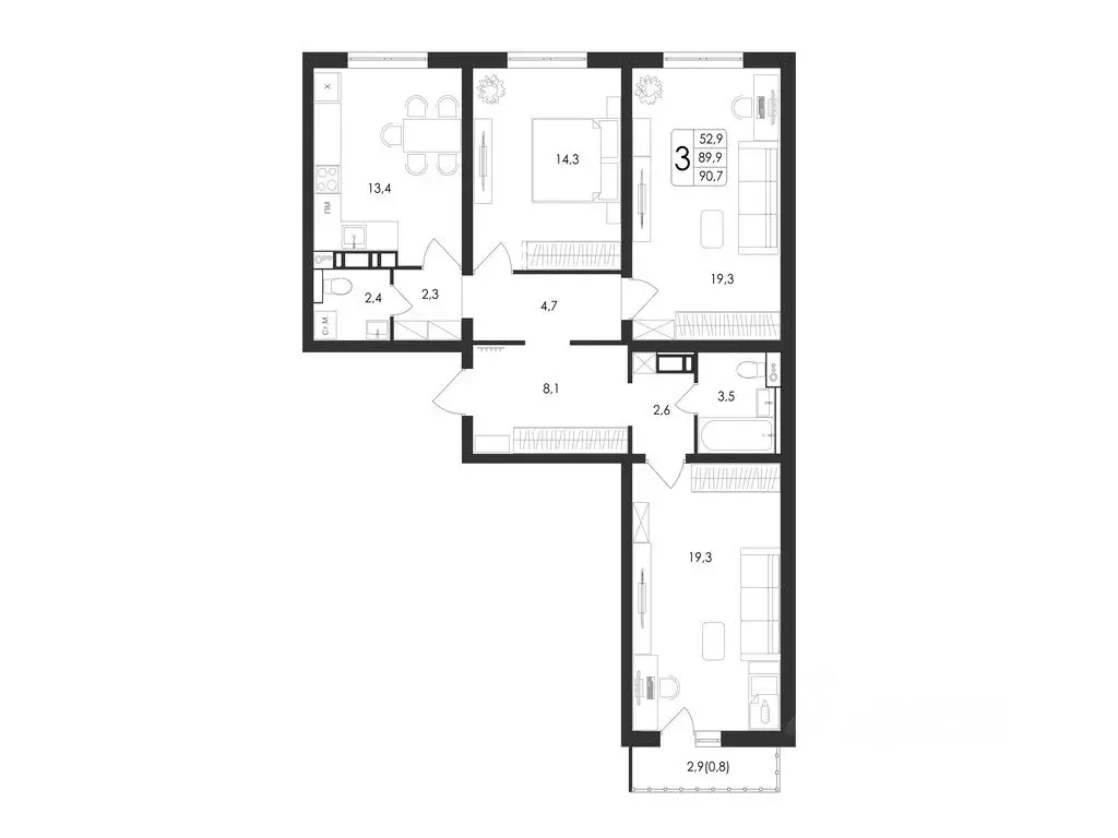 3-к кв. Воронежская область, Воронеж Первое Мая мкр, Май жилой ... - Фото 1