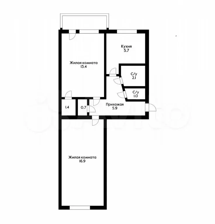 2-к. квартира, 49 м, 3/5 эт. - Фото 0