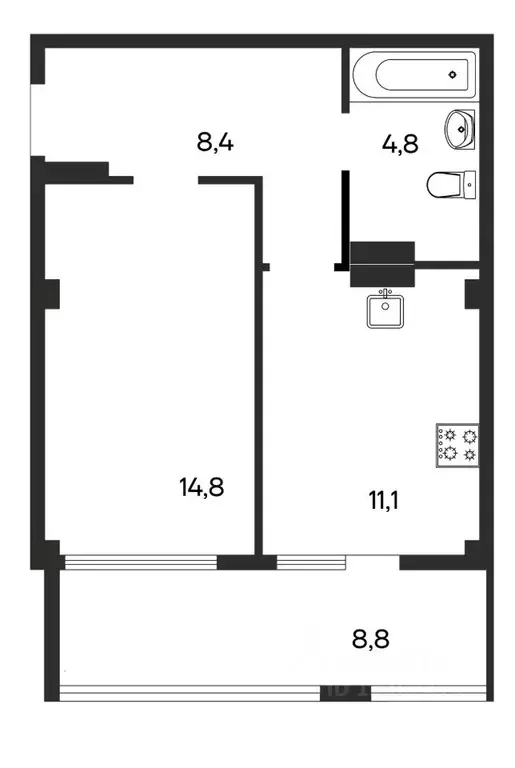 1-к кв. Крым, Бахчисарай ул. Мира, 22 (47.9 м) - Фото 1