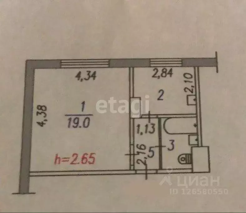 1-к кв. Кемеровская область, Новокузнецк ул. Павловского, 21 (30.0 м) - Фото 1