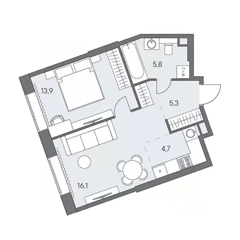 2-к кв. Москва ш. Боровское (дублер) (46.3 м) - Фото 0