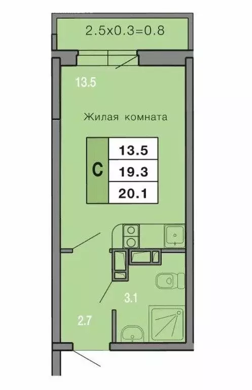 Квартира-студия: Краснодар, Тепличная улица, 62/1к5 (20.4 м) - Фото 0
