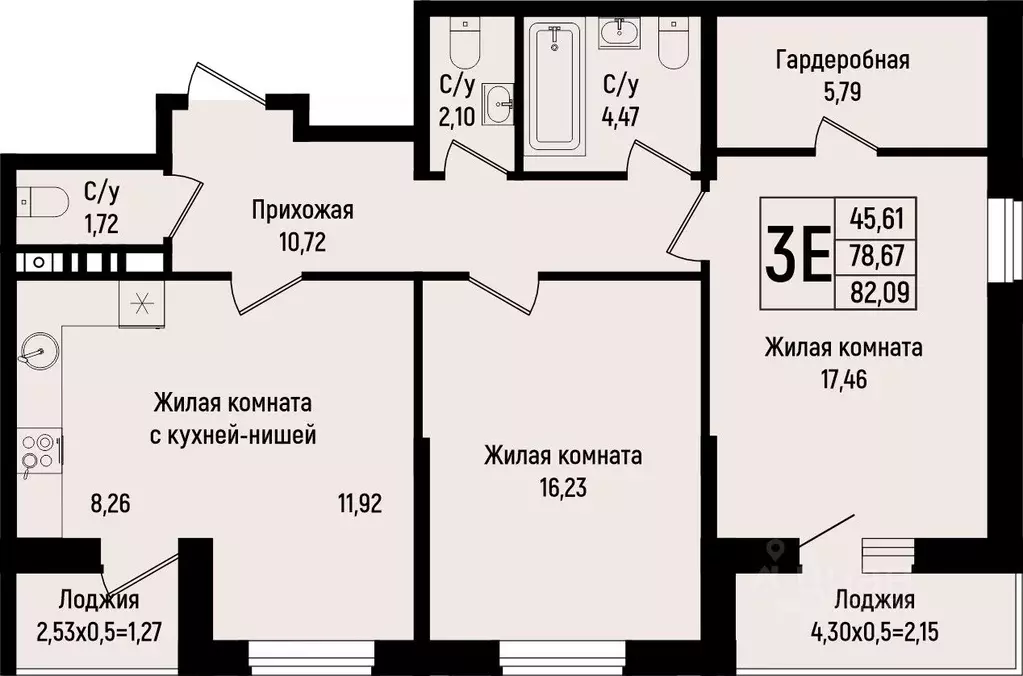 2-к кв. Краснодарский край, Краснодар ул. Михаила Барибана (82.09 м) - Фото 0