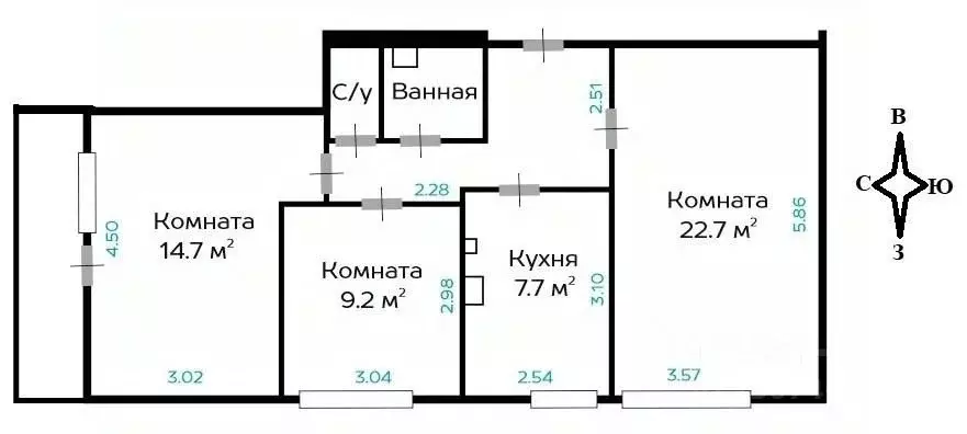 3-к кв. Москва Тихорецкий бул., 12К1 (65.5 м) - Фото 2
