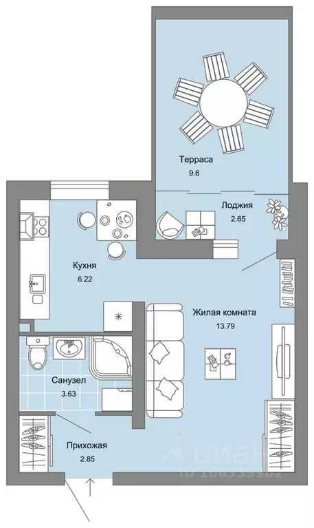 студия ульяновская область, ульяновск ул. юго-западная, 18 (31.0 м) - Фото 0