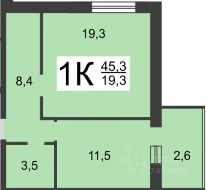 1-к кв. Нижегородская область, Нижний Новгород ул. Родионова, 195 ... - Фото 1