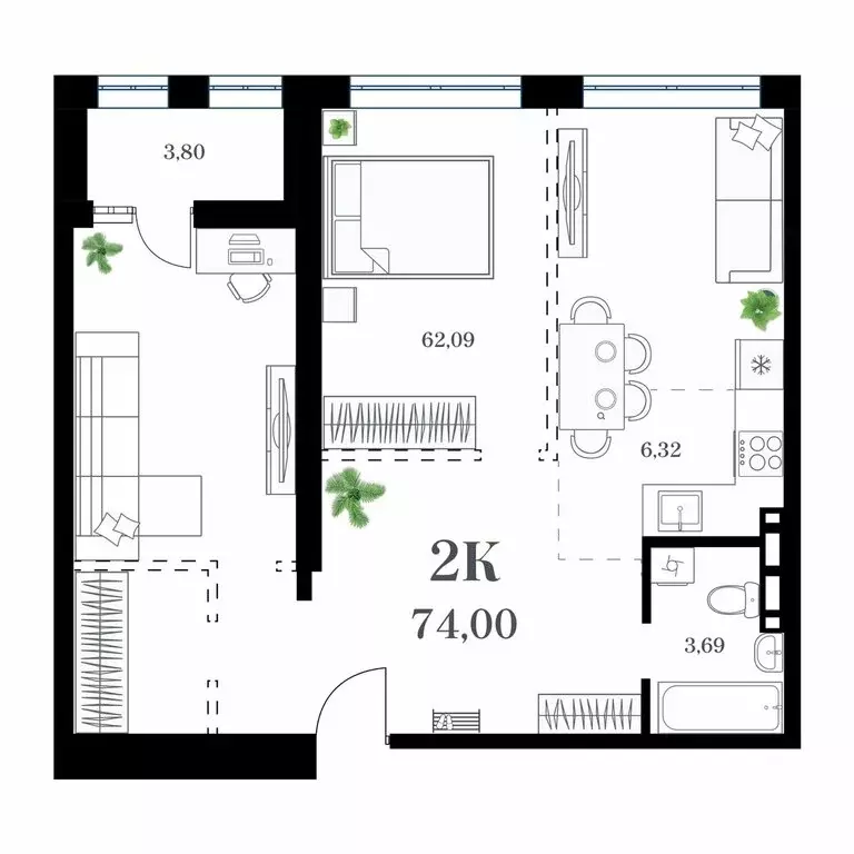 2-комнатная квартира: Владивосток, улица Леонова, 54 (74 м) - Фото 0
