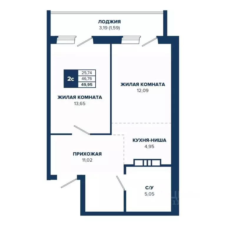 2-к кв. Новосибирская область, Новосибирск Знаменский кв-л,  (49.95 м) - Фото 0