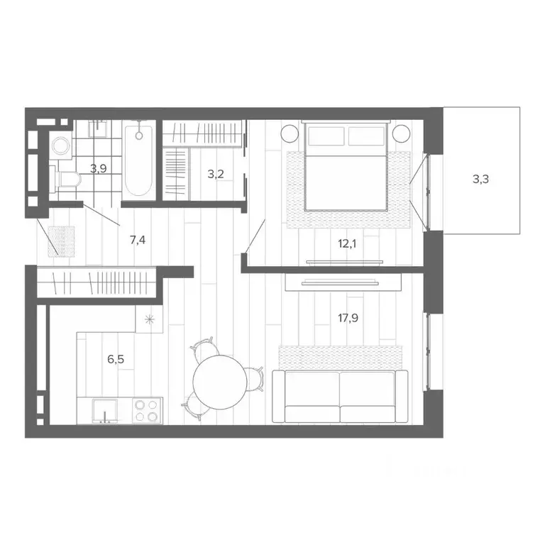 2-к кв. Алтайский край, Барнаул тракт Змеиногорский, 35Б (54.57 м) - Фото 1
