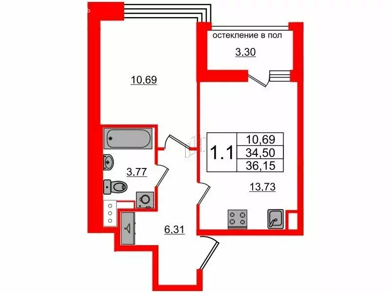 1-комнатная квартира: Санкт-Петербург, Кубинская улица, 78Е (34.5 м) - Фото 0