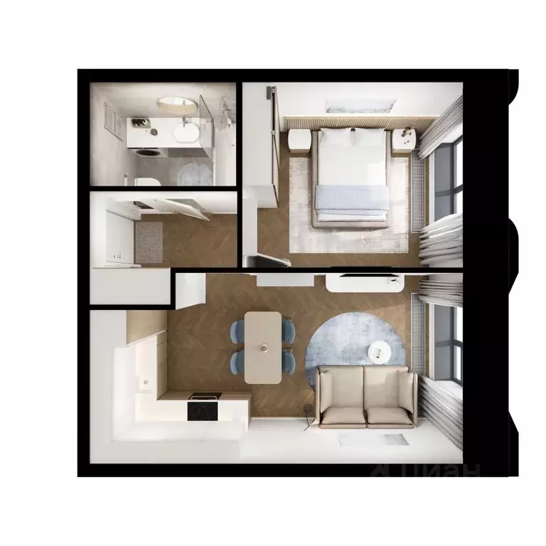 1-к кв. Татарстан, Казань Ботаническая 3 жилой комплекс, 1 (37.4 м) - Фото 2