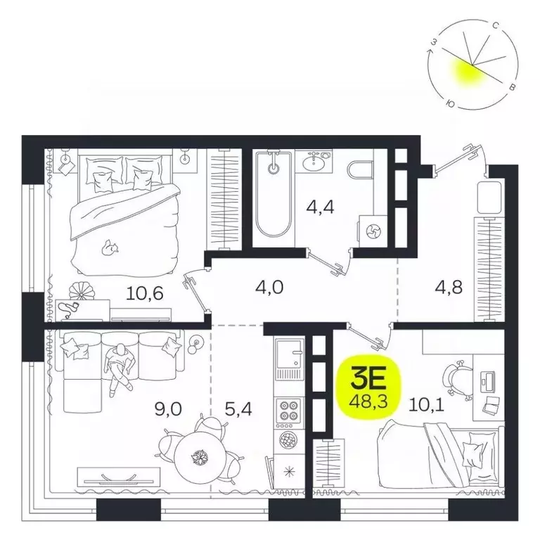 3-к кв. Свердловская область, Екатеринбург Южная Ботаника жилрайон, ... - Фото 1