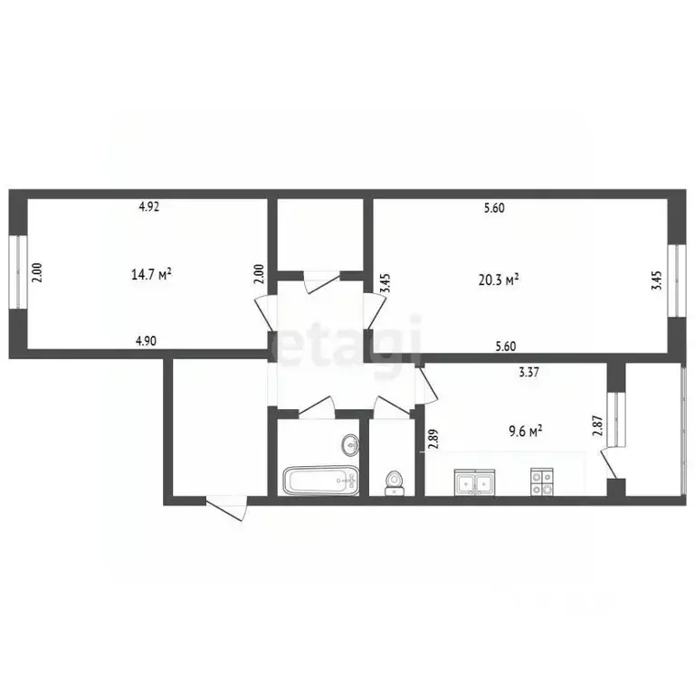 2-к кв. Белгородская область, Белгород ул. Челюскинцев, 55а (64.7 м) - Фото 1