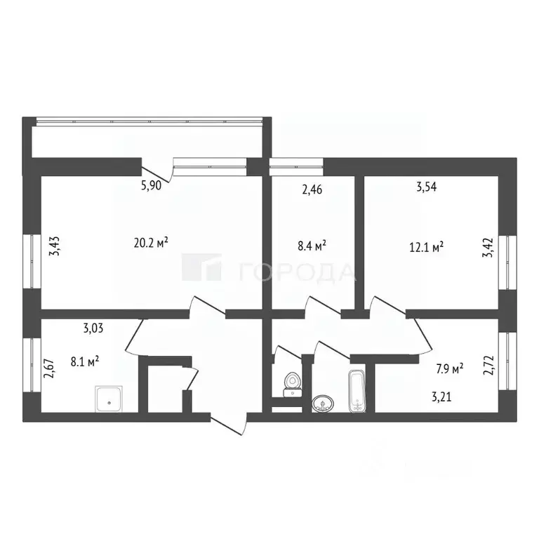 4-к кв. Томская область, Томск ул. Сергея Лазо, 28 (71.8 м) - Фото 2
