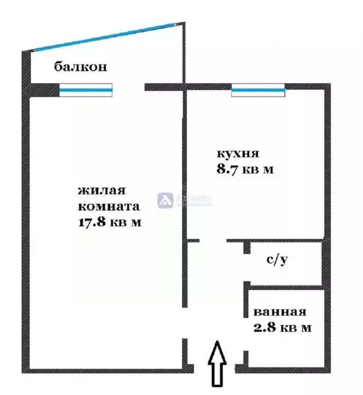 1-к кв. Тюменская область, Тюмень ул. Щербакова, 120 (33.8 м) - Фото 0