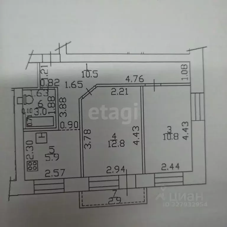 2-к кв. Башкортостан, Уфа просп. Октября, 42/2 (43.0 м) - Фото 2