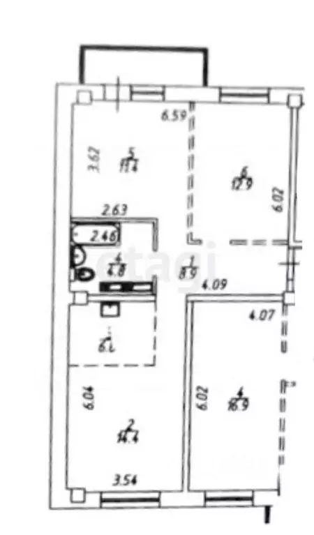2-к кв. Иркутская область, Иркутск ул. Красноказачья, 23/3 (63.3 м) - Фото 2