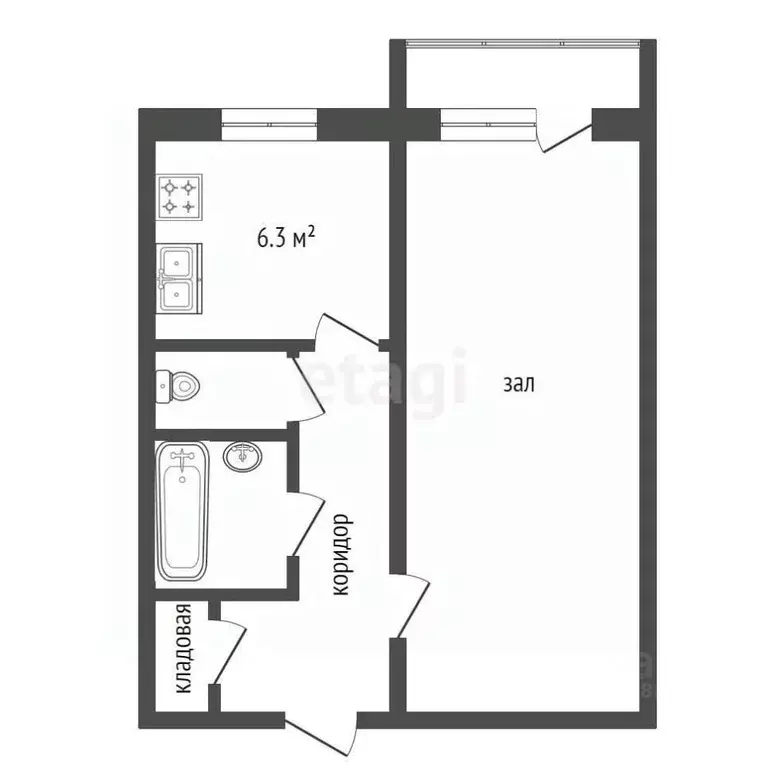 1-к кв. Саратовская область, Балашов ул. Энтузиастов, 20 (33.3 м) - Фото 2