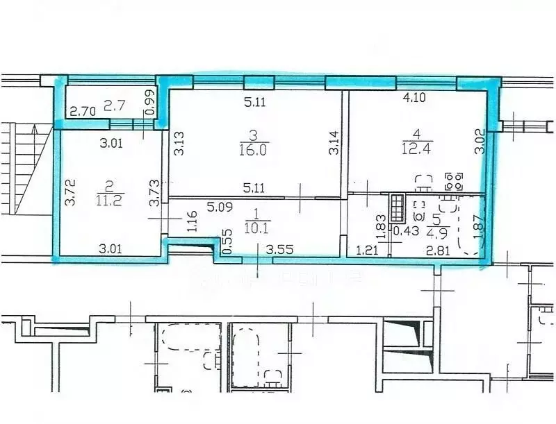 2-к кв. Санкт-Петербург ул. Парфеновская, 9к1 (54.6 м) - Фото 2