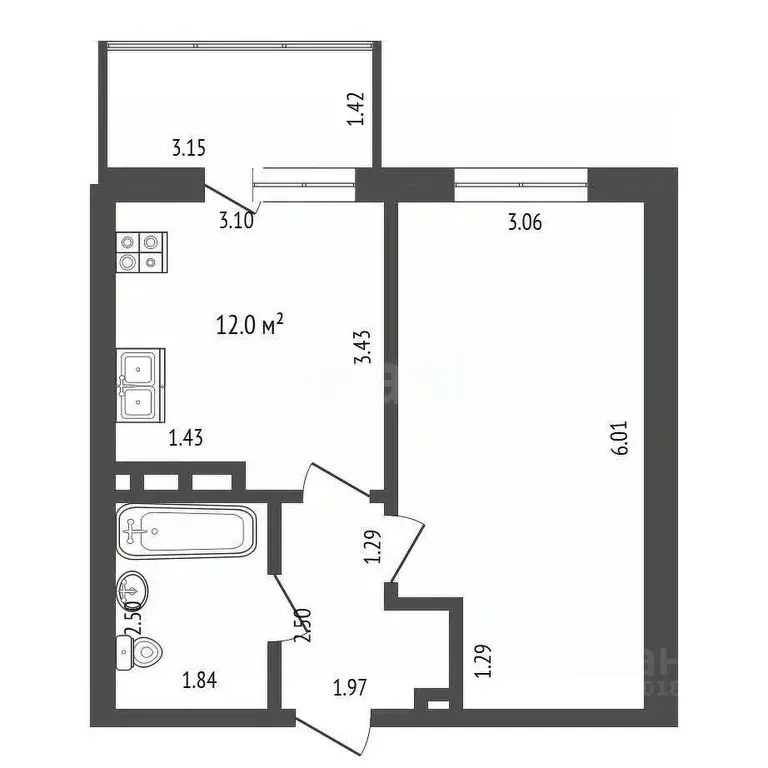 1-к кв. Самарская область, Самара Белорусская ул., 18 (40.0 м) - Фото 1