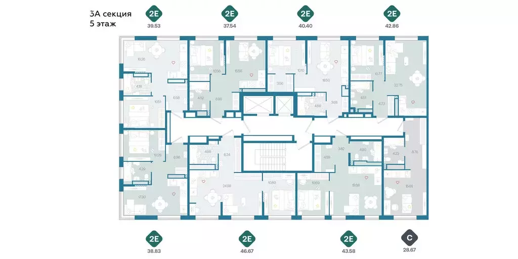 2-комнатная квартира: Тюмень, жилой комплекс Сибирский (43.58 м) - Фото 2