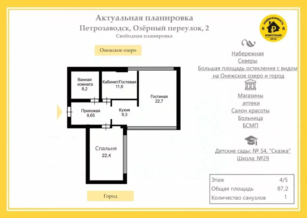 3-к кв. Карелия, Петрозаводск Озерный пер., 2 (87.2 м) - Фото 2