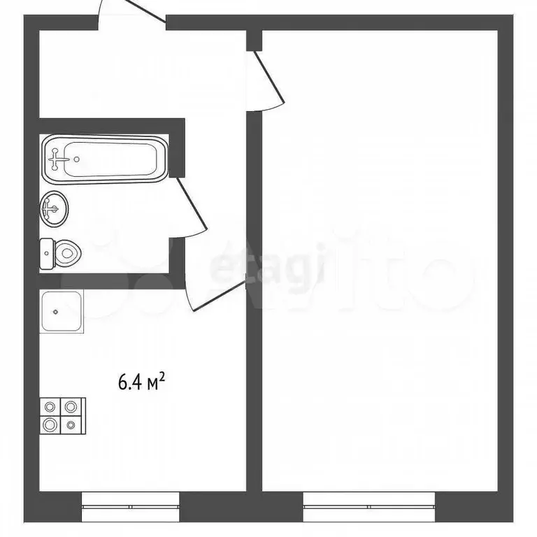 1-к. квартира, 32,7 м, 7/9 эт. - Фото 0