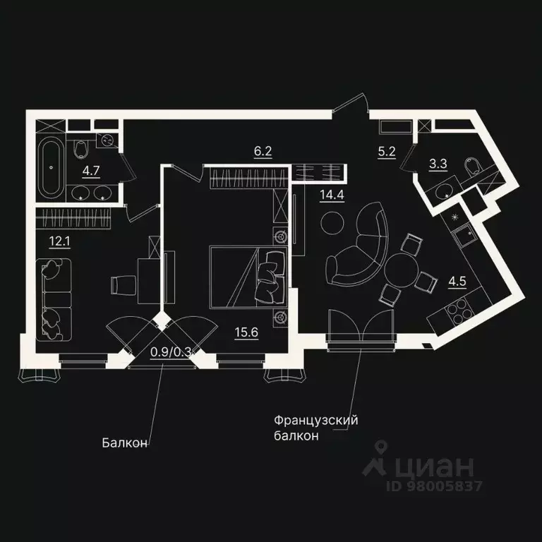 3-к кв. Тюменская область, Тюмень ул. Щербакова, 2к3 (66.29 м) - Фото 0