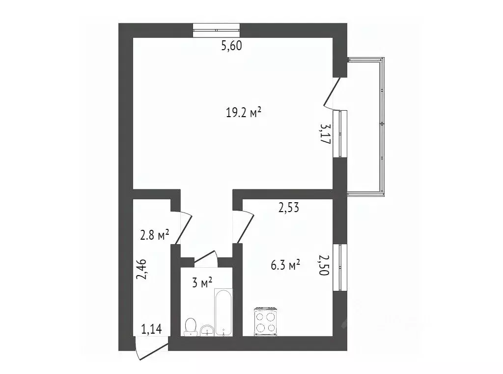 1-к кв. Амурская область, Благовещенск Октябрьская ул., 160 (31.0 м) - Фото 1