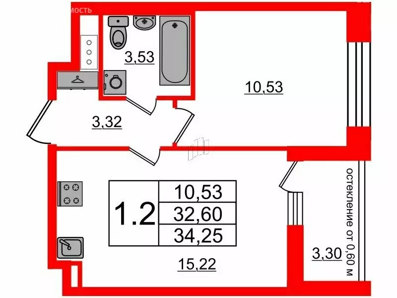 1-комнатная квартира: Санкт-Петербург, Кубинская улица, 78Е (32.6 м) - Фото 0