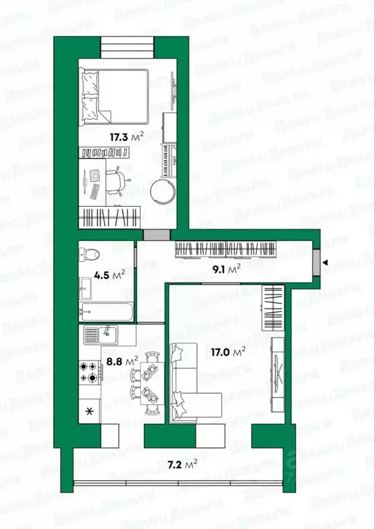 2-к кв. Кировская область, Киров Радужный мкр, ул. Новая, 6 (56.7 м) - Фото 2