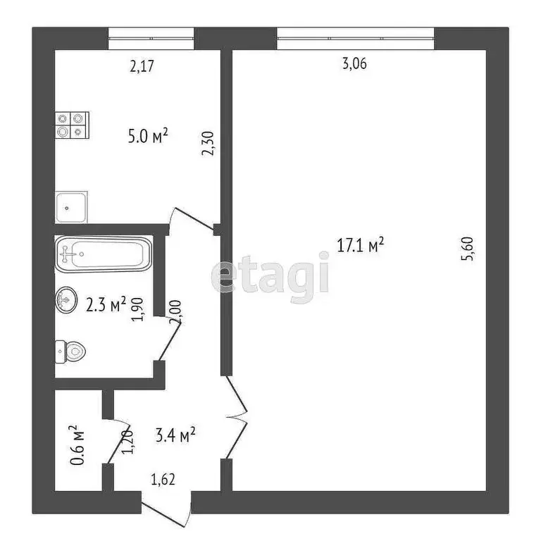 1-комнатная квартира: Самара, улица Гагарина, 63А (30 м) - Фото 1