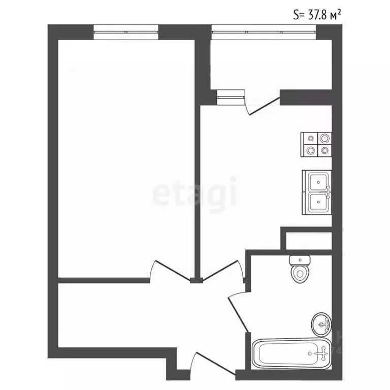 1-к кв. Санкт-Петербург ул. Парфеновская, 9к1 (37.8 м) - Фото 2