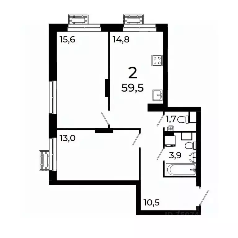 2-к кв. Нижегородская область, Нижний Новгород ул. Коперника, 15 (59.5 ... - Фото 1