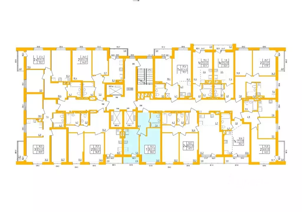 1-к кв. Башкортостан, Уфа Инорс-4Б мкр, Акварель жилой комплекс (36.5 ... - Фото 2
