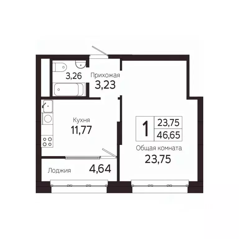 1-к кв. Томская область, Томск Комсомольский просп., 48Б (44.35 м) - Фото 0