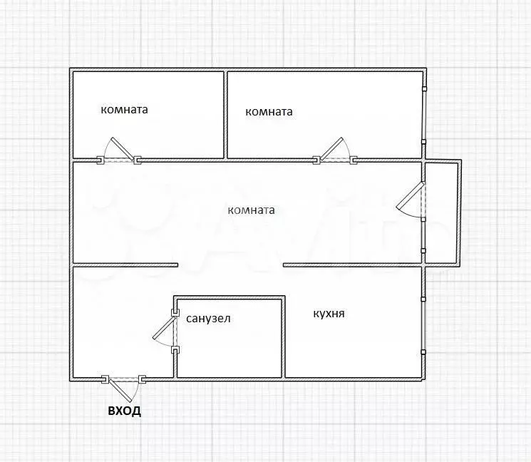 3-к. квартира, 41,6 м, 5/5 эт. - Фото 0