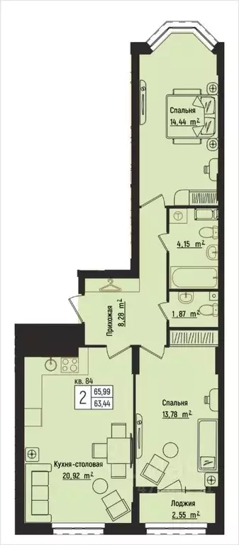 2-к кв. Нижегородская область, Нижний Новгород Литературная ул., 5 ... - Фото 0