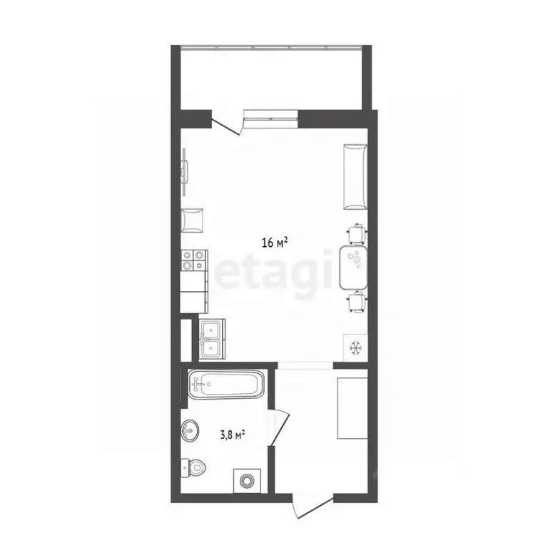 Студия Пермский край, д. Кондратово ул. Водопроводная, 4А (25.0 м) - Фото 2