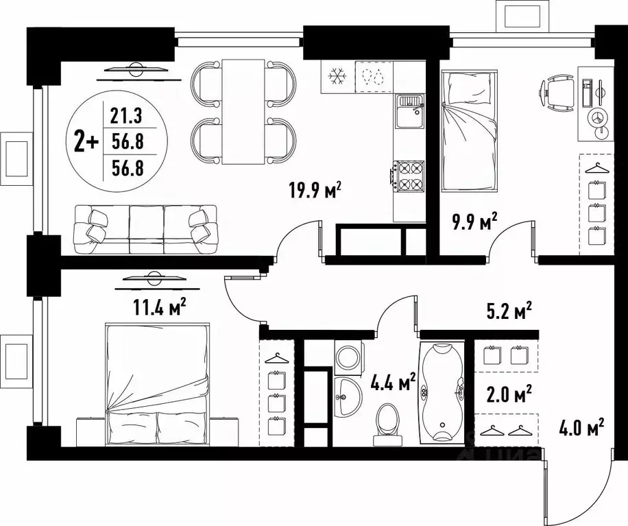 3-к кв. Астраханская область, Астрахань ул. Бэра, 29 (56.8 м) - Фото 1