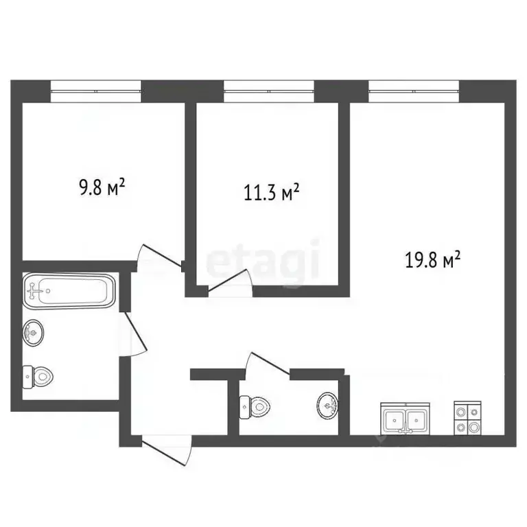 2-к кв. Московская область, Мытищи Юбилейная ул., 10 (53.8 м) - Фото 2