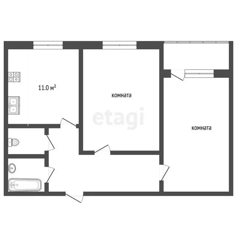 2-комнатная квартира: Аксай, улица Коминтерна, 139/12 (50 м) - Фото 1