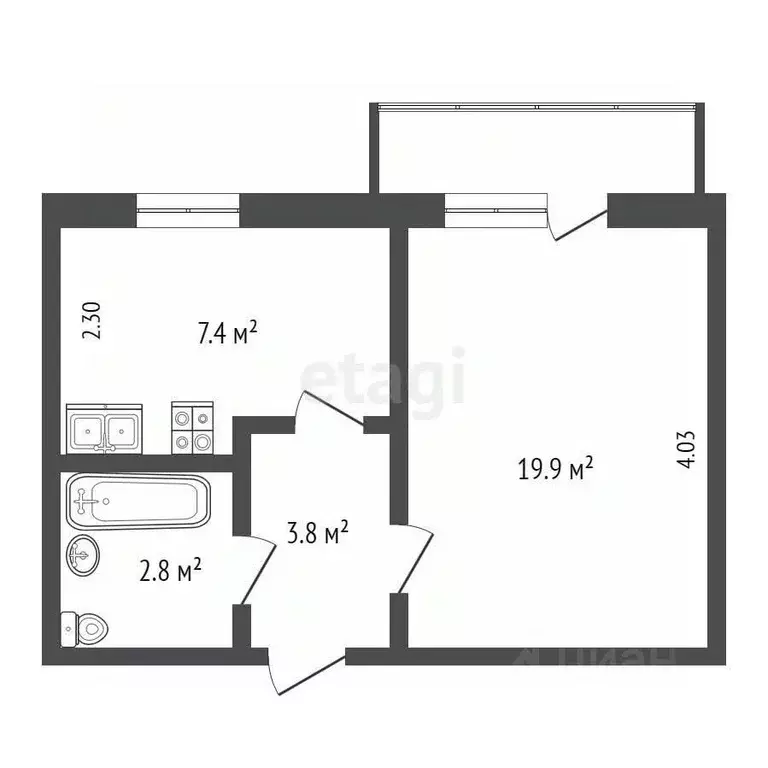 1-к кв. Крым, Щелкино Ленинский район, 1-й мкр, 8 (30.1 м) - Фото 2